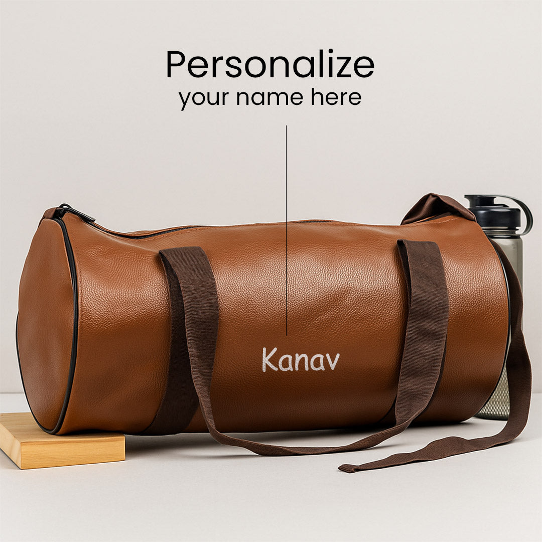 Custom Name Leather Duffel Bag – Personalized Travel & Gym Companion | Love Craft Gifts