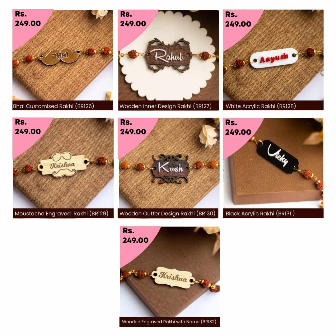 Personalized Name Rudraksha Rakhi for Brothe | Love Craft Gifts | 