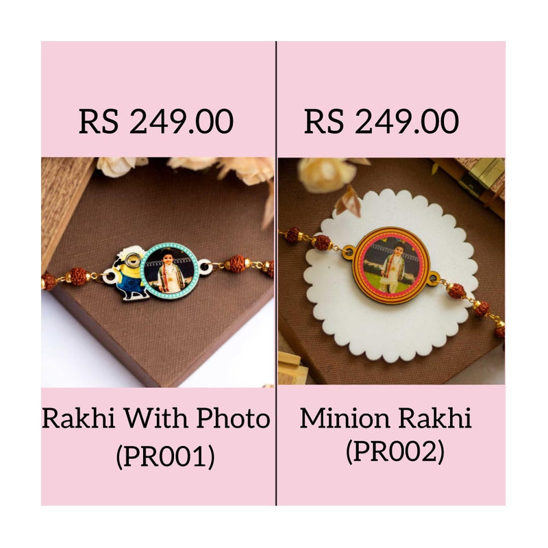 Personalized Name Rudraksha Rakhi for Brother With Photo