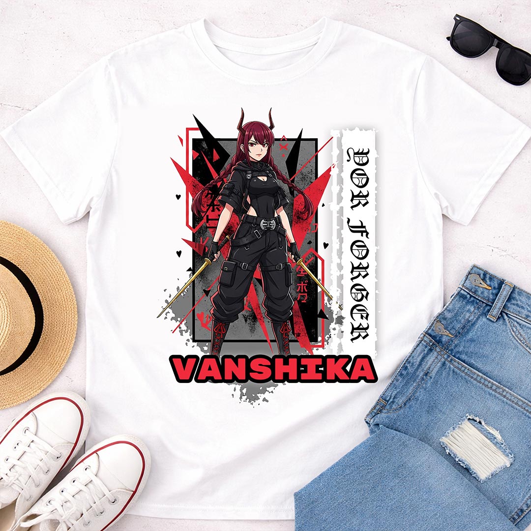 Personalized Demon Warrior Anime Name T-Shirt for Women – Custom Printed White Tee | Love Craft Gifts