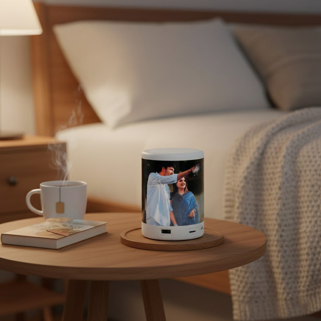 Personalized Bluetooth Speaker with Custom 3-Image Print | LED Wireless Speaker Gift | Love Craft Gifts