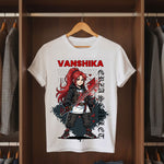 Personalized Red Samurai Anime Name T-Shirt for Women – Custom Printed White Tee | Love Craft Gifts