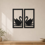 Wooden Couple Swan Wall Art | Black 2 Piece Decorative Wall Design for Home | Love Craft Gifts™