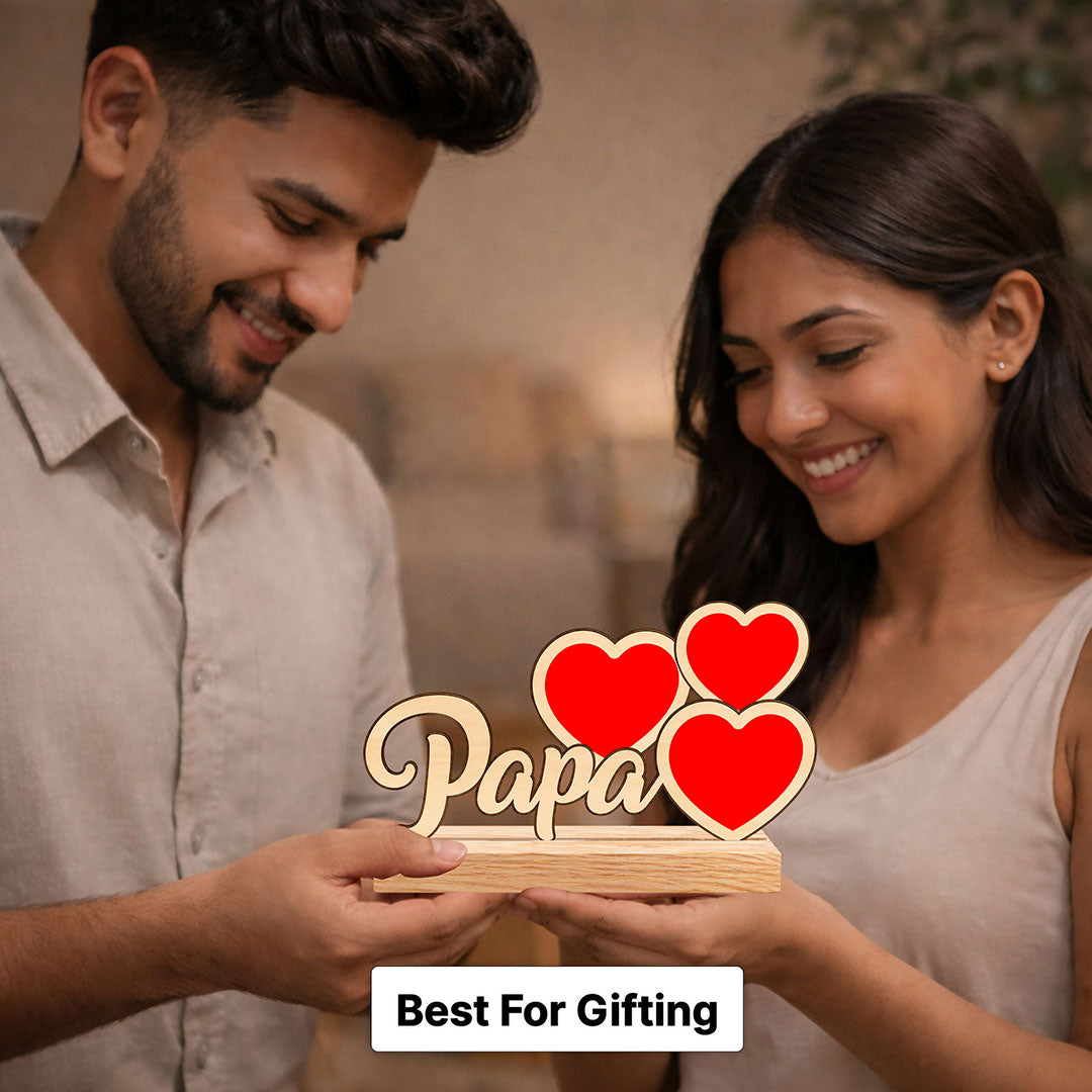 Personalized Papa Wooden Photo Frame with Custom Photos | Emotional Gift for Father, Dad & Family Keepsake - 9.5x5" | Love Craft Gifts™