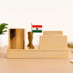 Personalized Wooden Desk Organizer with Clock & Coasters | Love Craft Gifts