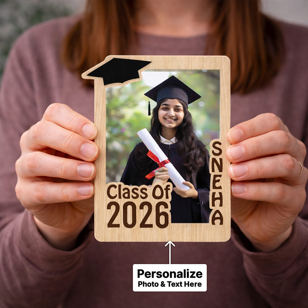 Personalized Graduation Photo Frame – Custom Class of 2026 Wooden Frame (7×5 Inch) | Love Craft Gifts