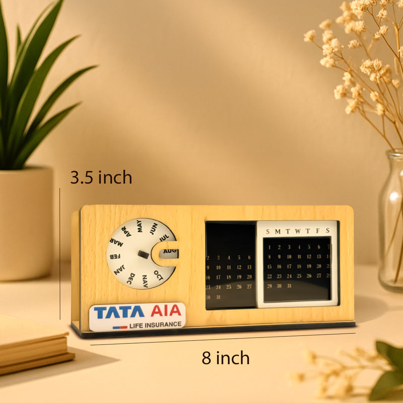 Personalized Wooden Perpetual Desk Calendar with Rotating Date Display | 8x3.5 Inch | Love Craft Gifts