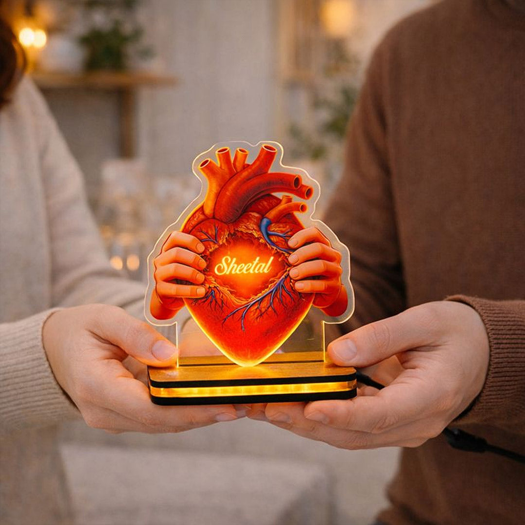 Personalized Heart Acrylic LED Lamp (5×7”) | Love Craft Gifts