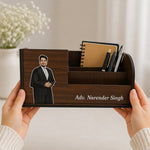 Personalized Advocate Wooden Desk Organizer (7x3 Inch) – Custom Name & Photo Pen Stand Gift | Love Craft Gifts™