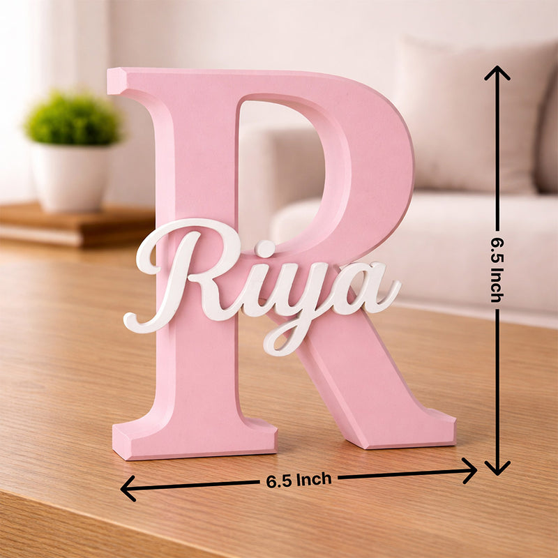 Personalized Alphabet Name Stand for Girls (6.5x6.5 Inch) Custom Initial Letter Plastic Table Top Décor with Name | Love Craft Gifts
