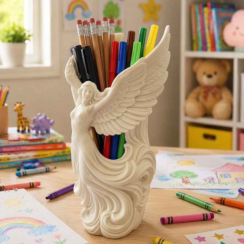 Angel Wings Design Pen Stand – Premium Decorative Desk Organizer for Kids Study Table & Home Décor | Love Craft Gifts™