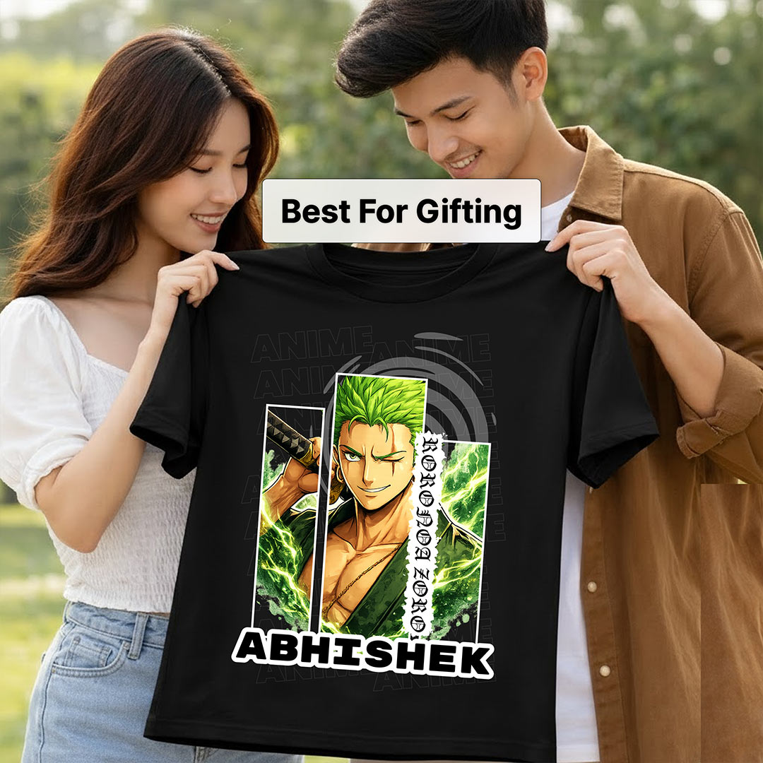 Personalized Anime Swordsman Inspired Name T-Shirt for Men & Women – Custom Printed Black Tee | Love Craft Gifts