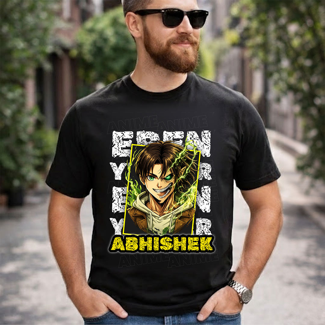 Personalized Anime Attack Style Name T-Shirt for Men & Women – Custom Printed Black Tee | Love Craft Gifts