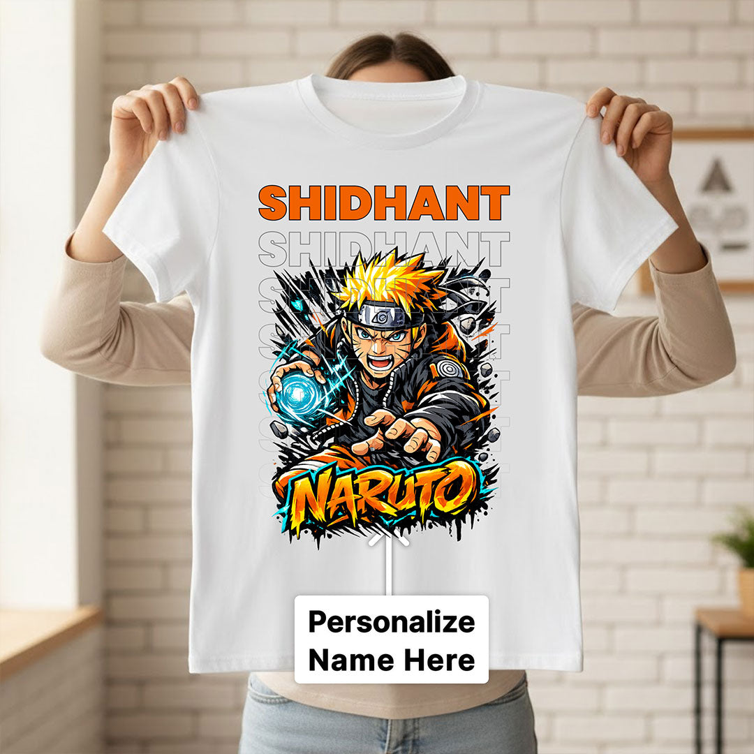 Personalized Anime Ninja Inspired Name T-Shirt for Men & Women – Custom Printed White Tee | Love Craft Gifts
