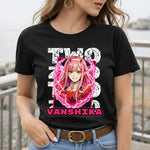 Personalized Zero Two Anime Name T-Shirt for Women – Custom Printed Black Tee | Love Craft Gifts