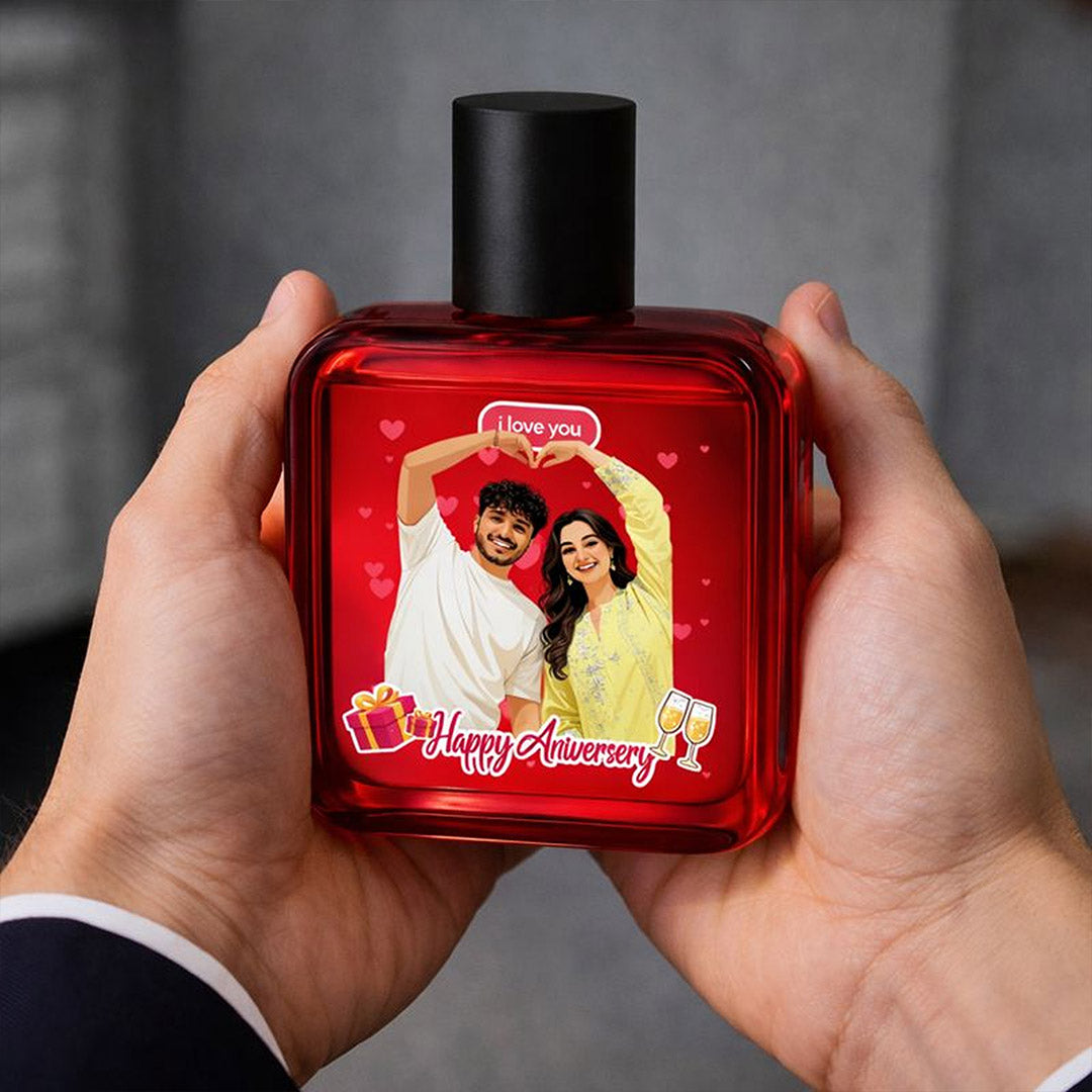 Personalized Happy Anniversary Perfume Bottle – Custom Photo & Name | Wild Stone Ultra Sensual 100ml | Love Craft Gifts