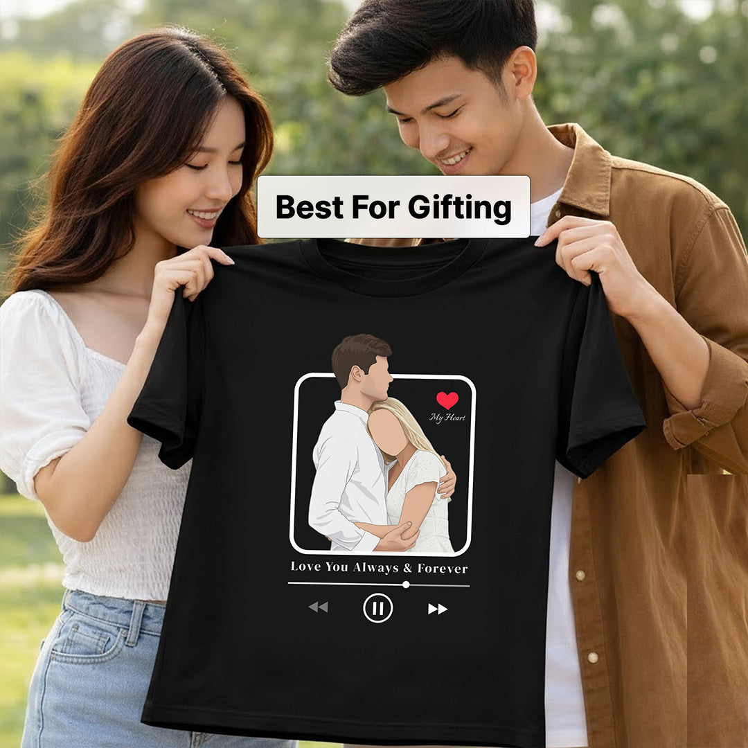 Personalized Couple Music Theme Graphic T-Shirt – Custom Photo Print | Love Craft Gifts