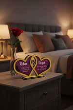 Personalized Double Heart Wooden Name Stand – Couple Gift | Love Craft Gifts