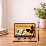Personalized Couple Photo Wooden Plaque – Custom Name & Photo Romantic Table Top Frame (10x7 Inch) Anniversary & Love Gift | Love Craft Gifts