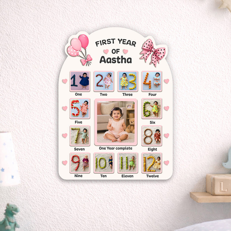 Personalized Baby First Year Photo Frame (14x18 Inch, 12 Month Memory Collage) – Custom Name & Photo Gift | Love Craft Gifts™