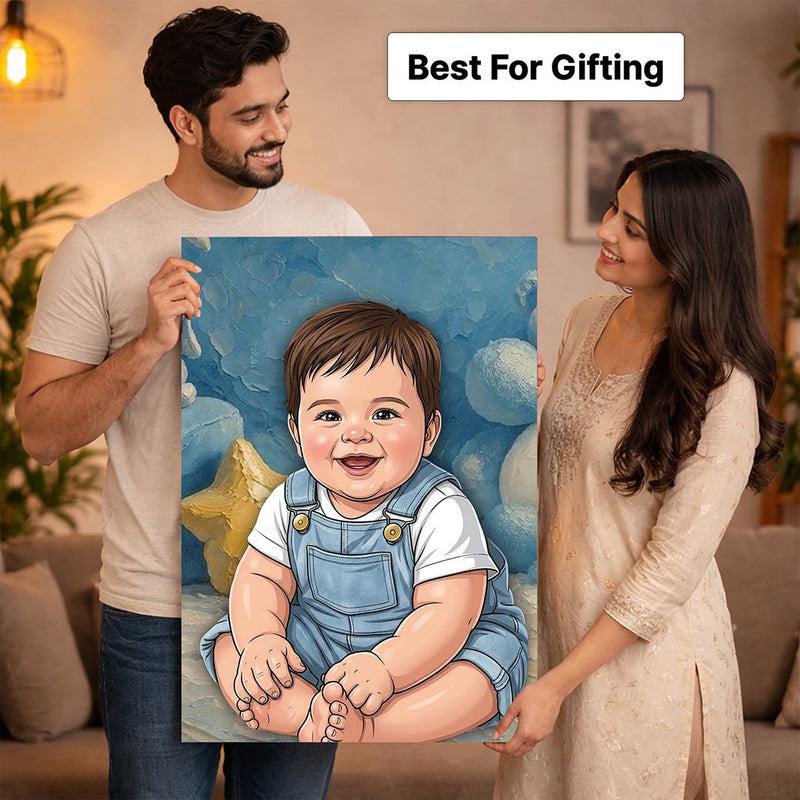 Personalized Baby Cartoon Acrylic Wall Frame (24x36 Inch) – Custom Photo Kids Room Wall Décor | Love Craft Gifts