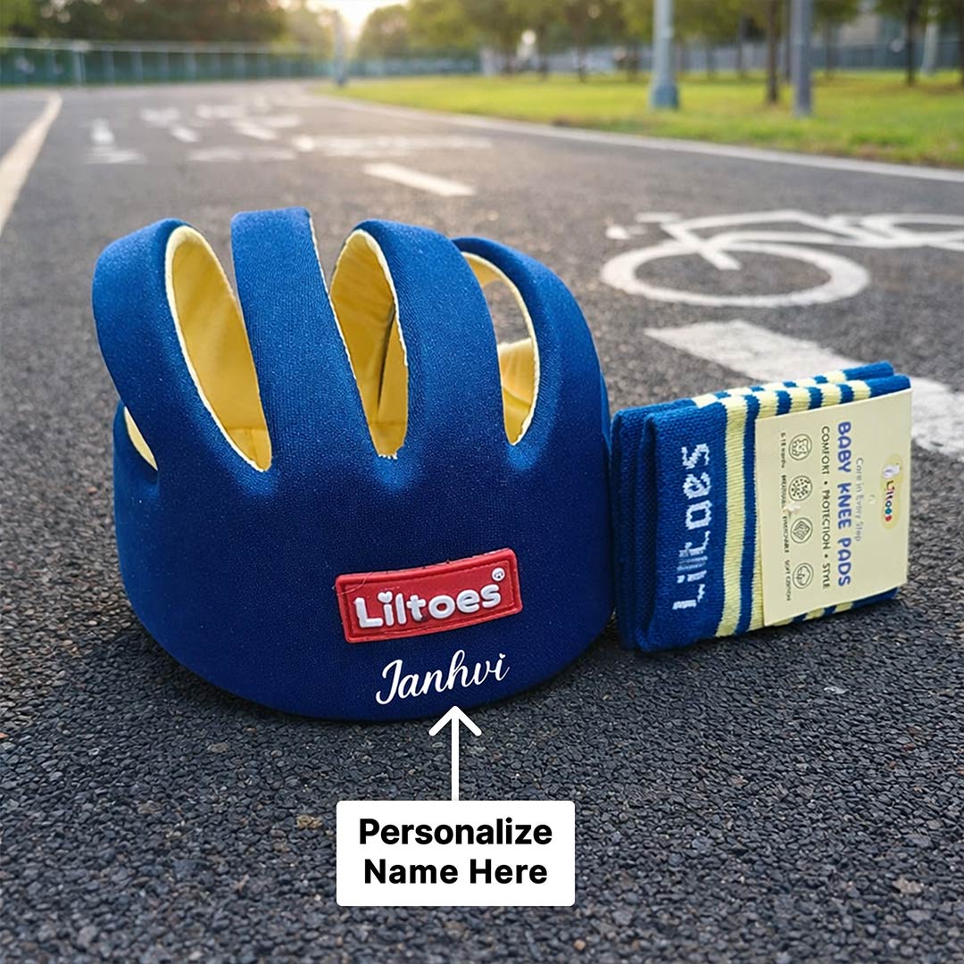 Personalized Liltoes Baby Safety Helmet with Kneepads – Custom Name Baby Head Protector (6M–60M) | Love Craft Gifts