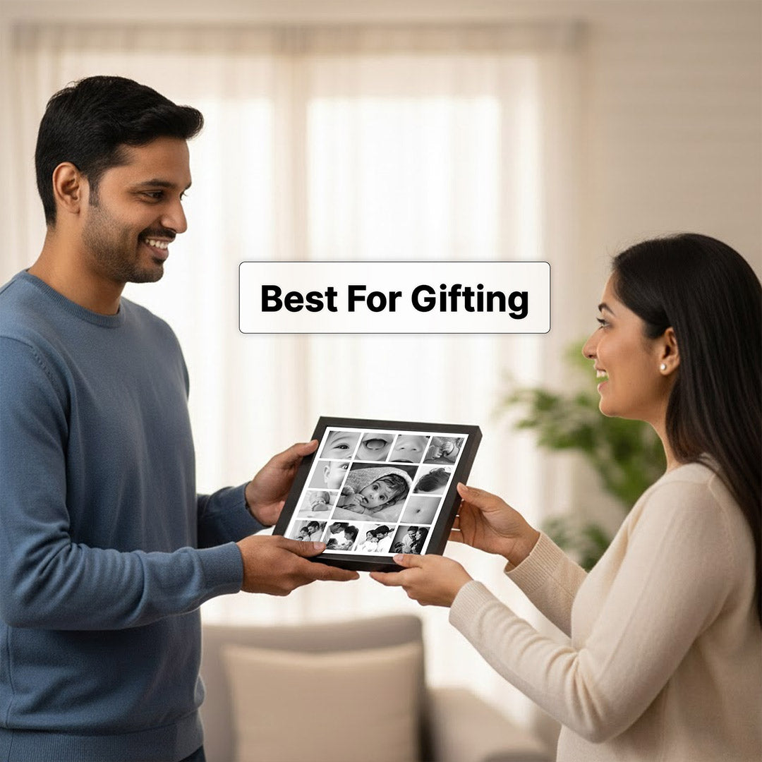 Personalized Baby Photo Collage Wall Frame (9×9”) | Love Craft Gifts