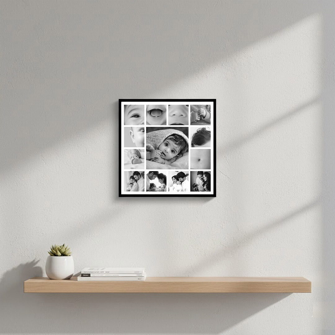 Personalized Baby Photo Collage Wall Frame (9×9”) | Love Craft Gifts