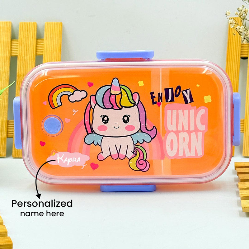 Unicorn Personalized School Kids Combo - School Bag| Lunch Box | Water Bottle | Geometry| Pencil Box