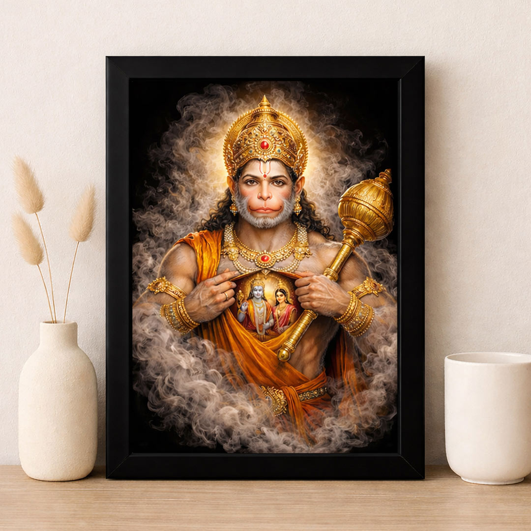 bajrang bali devotional wall frame
Lord Hanuman Devotional Wall Frame – Bajrang Bali Ram Bhakt Spiritual Wall Art Frame | Love Craft Gifts