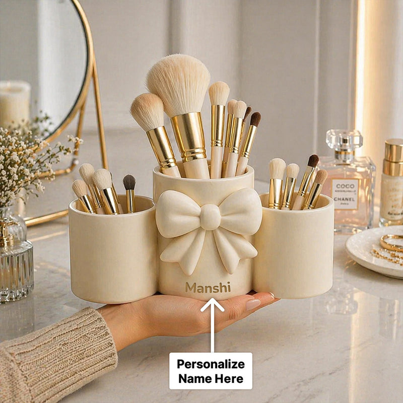 Personalized Makeup Brush Holder Organizer (Standard Size) – Custom Name Vanity Storage Gift | Love Craft Gifts™