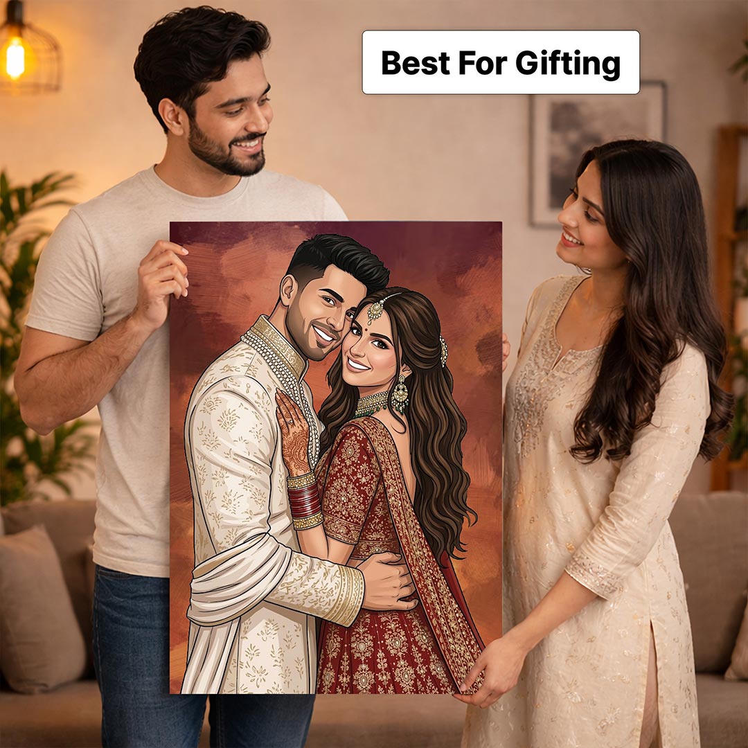 Personalized Toony Cartoon Couple Acrylic Wall Frame Custom Photo Portrait Gift 24x36" | Love Craft Gifts