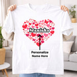 Personalized Heart Name Print White T-Shirt – Custom Love Design Unisex Tee | Love Craft Gifts