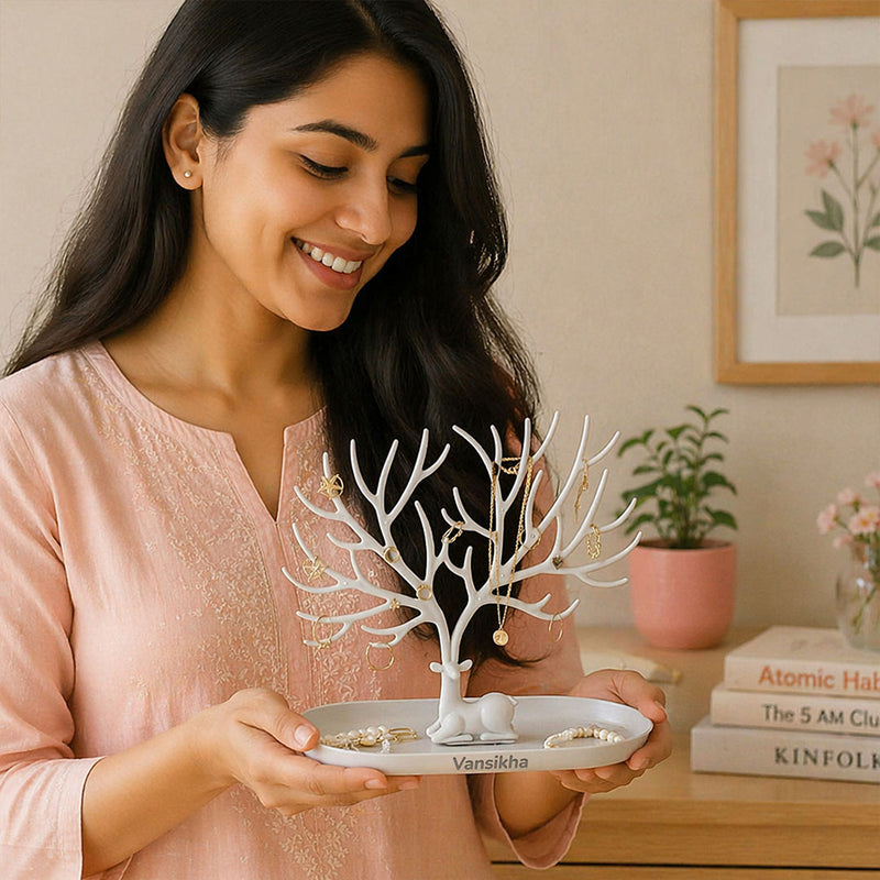 Personalized Jewellery Organizer Tree with Custom Name – Premium Plastic Jewellery Holder Gift (Standard Gift Size) | Love Craft Gifts™