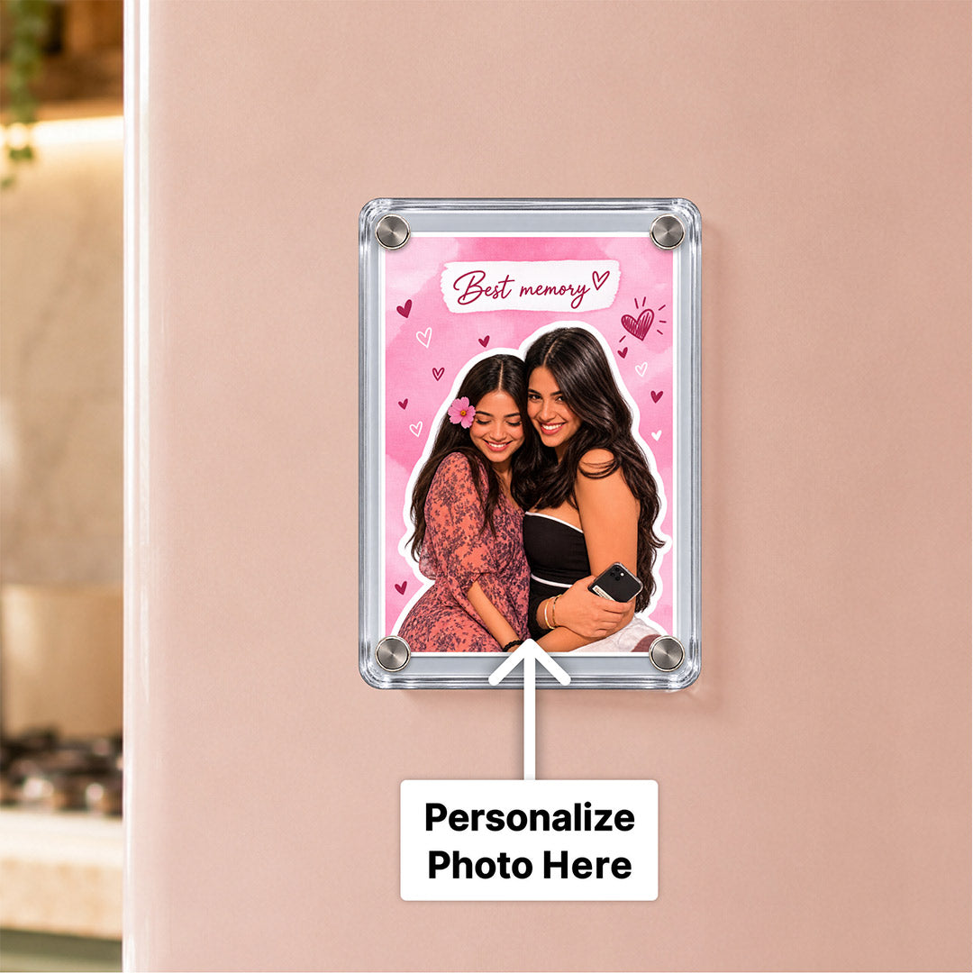 Personalized Best Friend Acrylic Photo Fridge Magnet | Custom Bestie Photo Refrigerator Magnet | Love Craft Gifts™