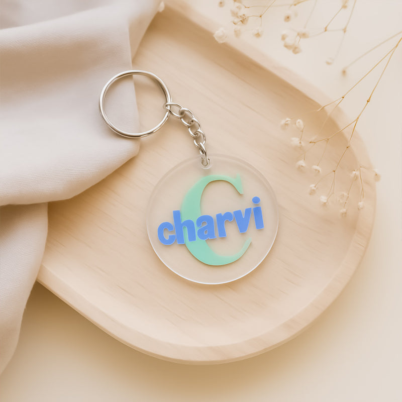 Name & Initial Round Keychain