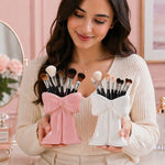 Elegant Bow Makeup Brush Holder – Premium Vanity Organizer for Makeup Brushes & Beauty Tools (Pink & White) | Love Craft Gifts™