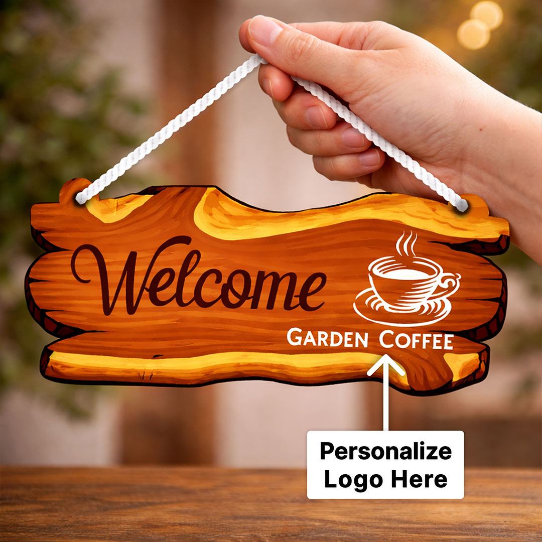 Google Welcome Sign Personalized Wooden Welcome Hanging Sign – Custom Logo Door Sign Board ...