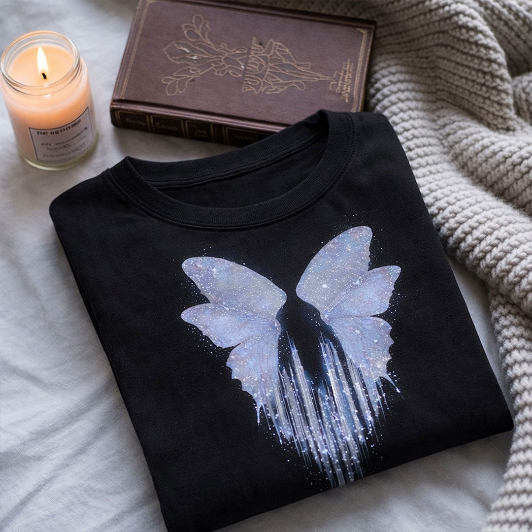 Butterfly Wings Graphic Print Black T-Shirt – Unisex Casual Wear | Love Craft Gifts