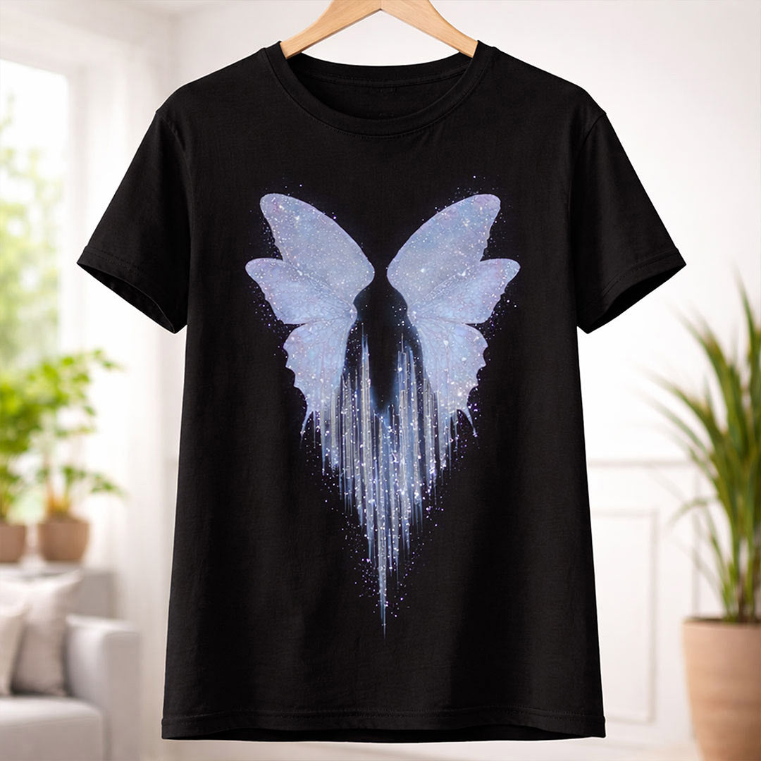 Butterfly Wings Graphic Print Black T-Shirt – Unisex Casual Wear | Love Craft Gifts