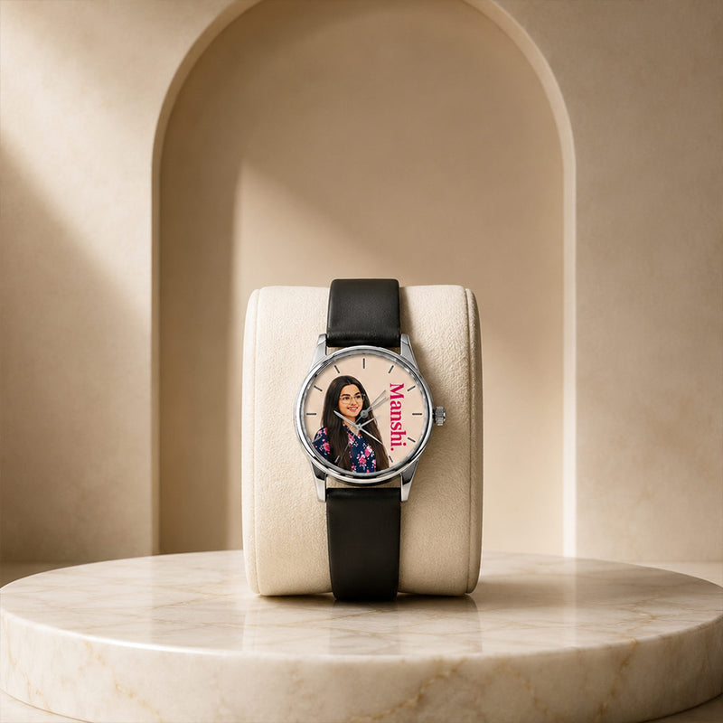 Personalized Photo & Name Watch with Black Strap | Unique Personalized Gift | Love Craft Gifts™