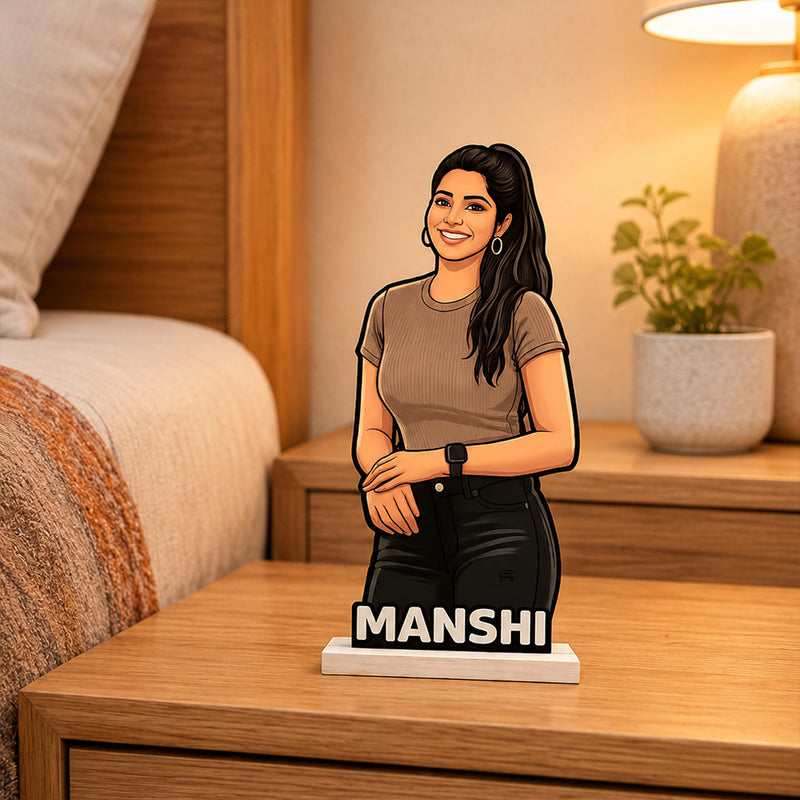 Personalized Cartoon Girl Photo Table Stand Gift for Girlfriend, Sister & Best Friend