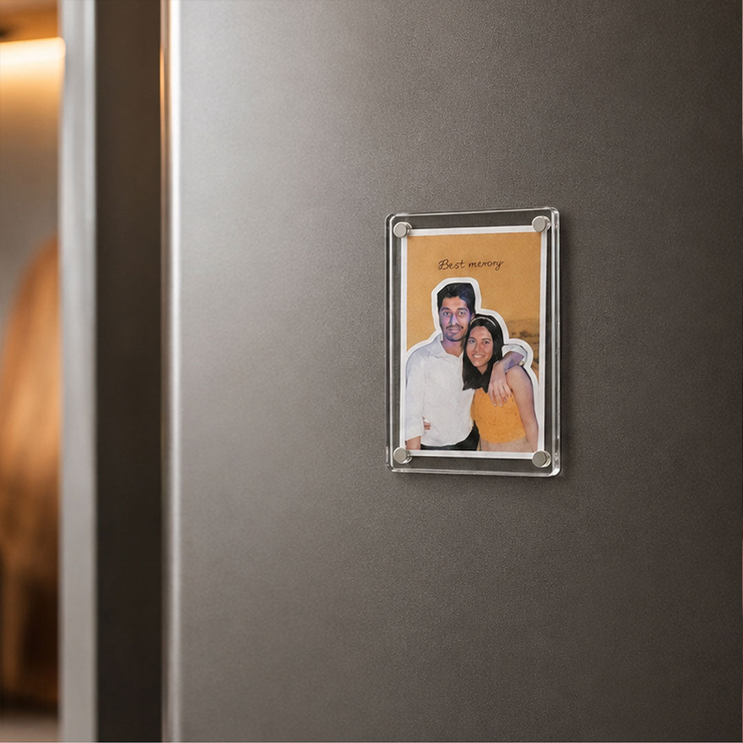 Personalized Couple Photo Acrylic Fridge Magnet | Wedding Photo Magnet | Romantic Keepsake Gift for Couple | 2x3" | Love Craft Gifts™