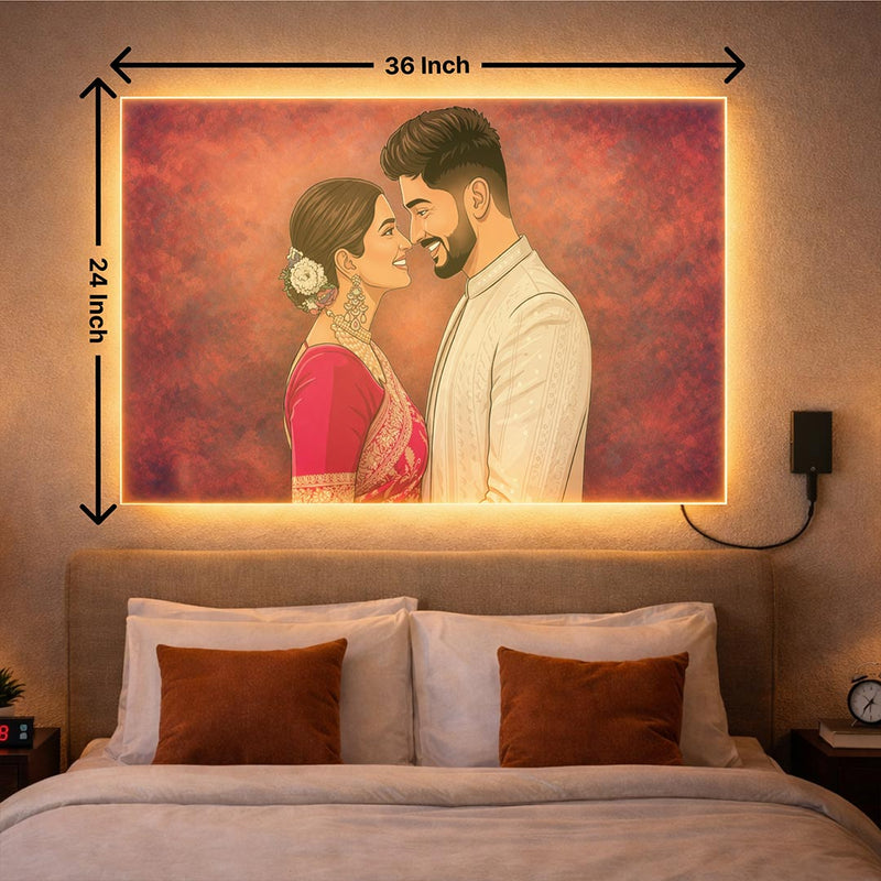 Personalized LED Acrylic Wall Couple Cartoon Frame (24x36")