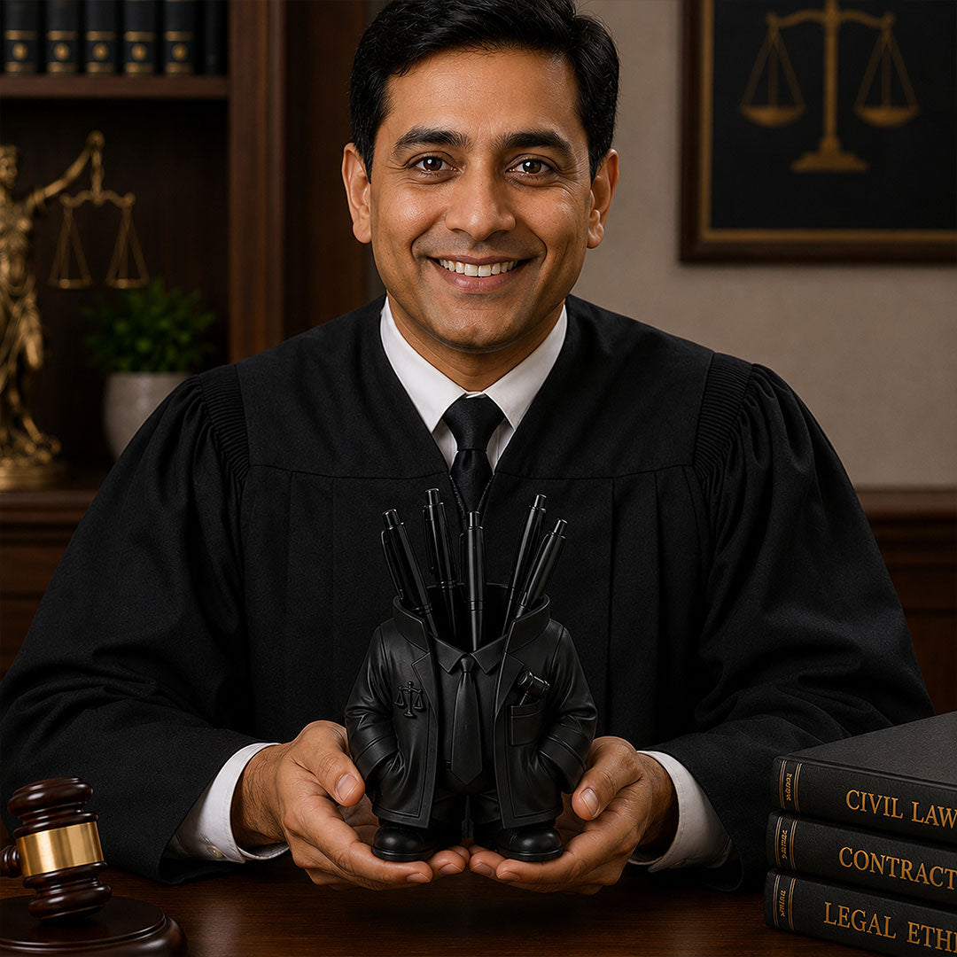 Personalized Advocate Coat Pen Stand | Unique Desk Organizer Gift for Lawyers, Judges & Legal Professionals
