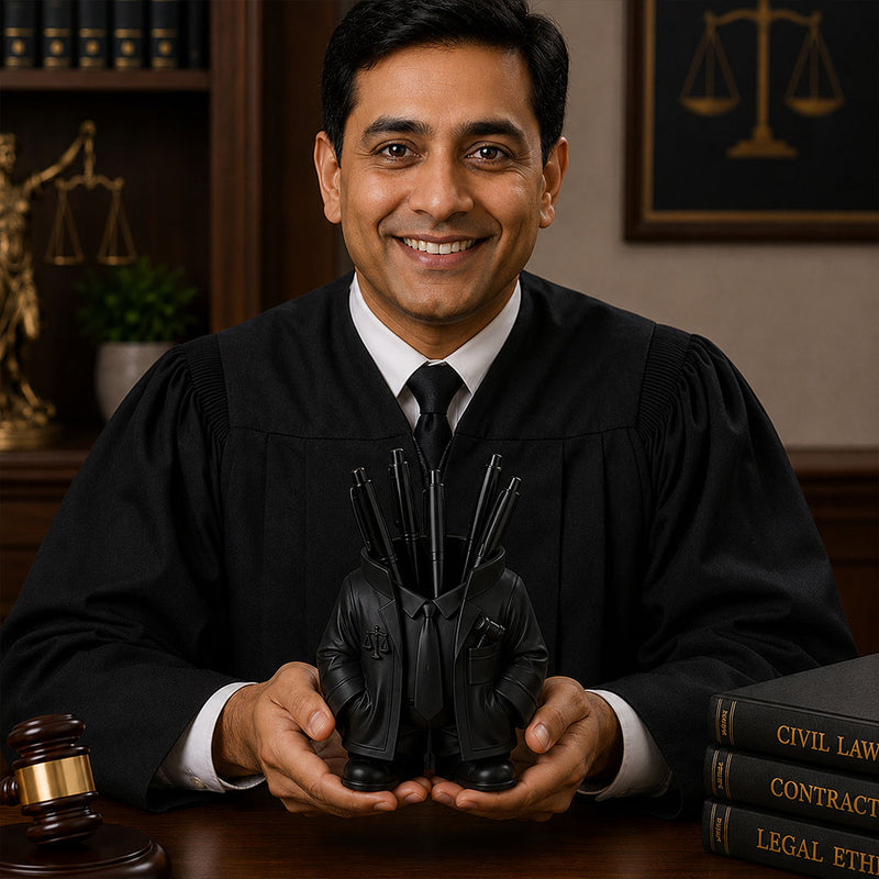 Personalized Advocate Coat Pen Stand | Unique Desk Organizer Gift for Lawyers, Judges & Legal Professionals