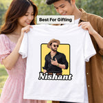 Personalized Cartoon Portrait Graphic T-Shirt – Custom Name & Photo Print | Love Craft Gifts