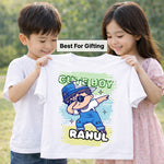 Personalized Cute Boy Name White T-Shirt – Custom Cartoon Boy Printed | Love Craft Gifts
