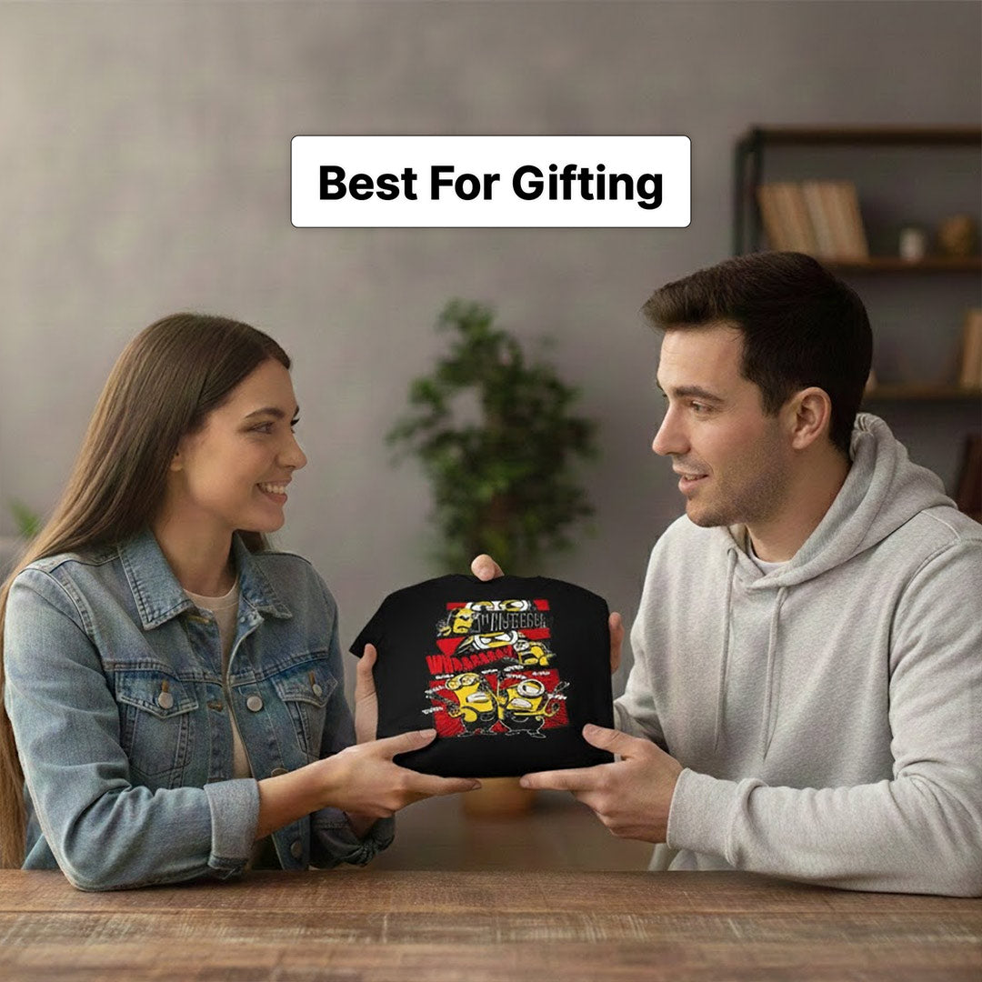 Minion Comic Graphic Print Black T-Shirt – Unisex Casual Wear | Love Craft Gifts