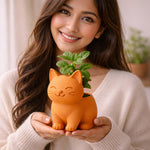 Personalized Cute Cat Planter – Custom Name Plant Pot Gift for Home Decor | Love Craft Gifts™